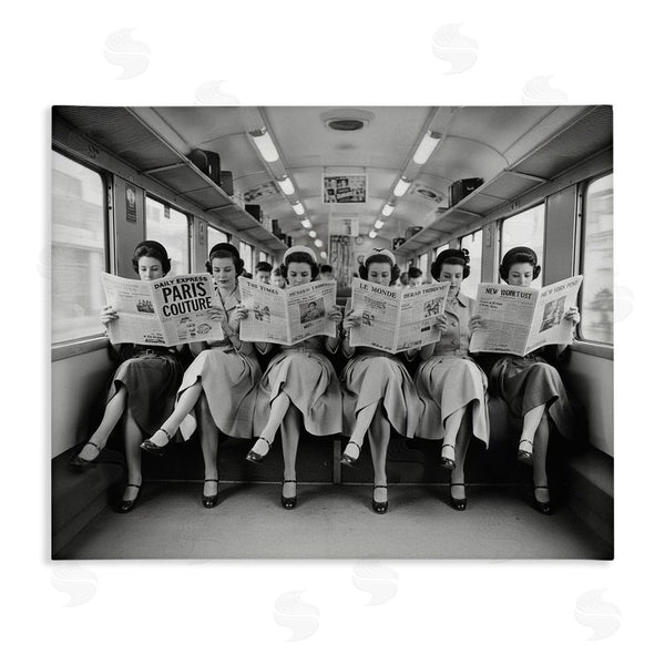 stupell industries A Barefoot Stylist | Newsprint Ladies on Train