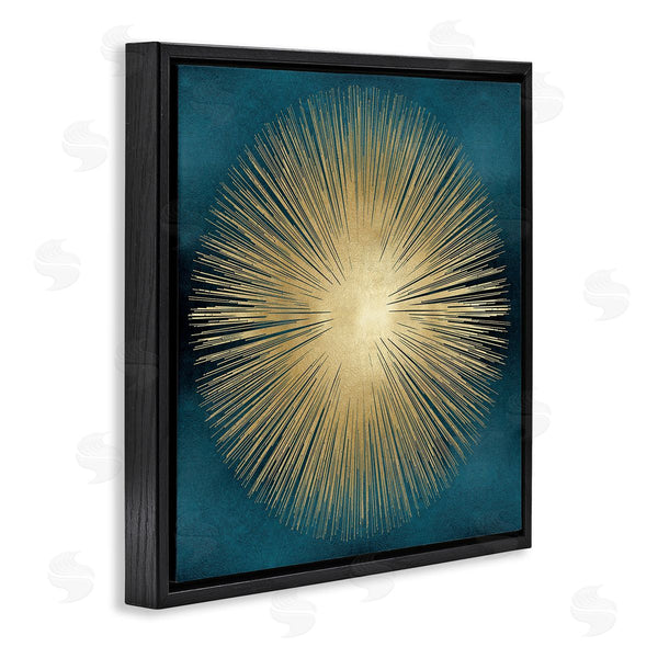 Stupell Industries Abby Young | Abstract Deco Sunburst Shape Over Dark Blue Wall Art
