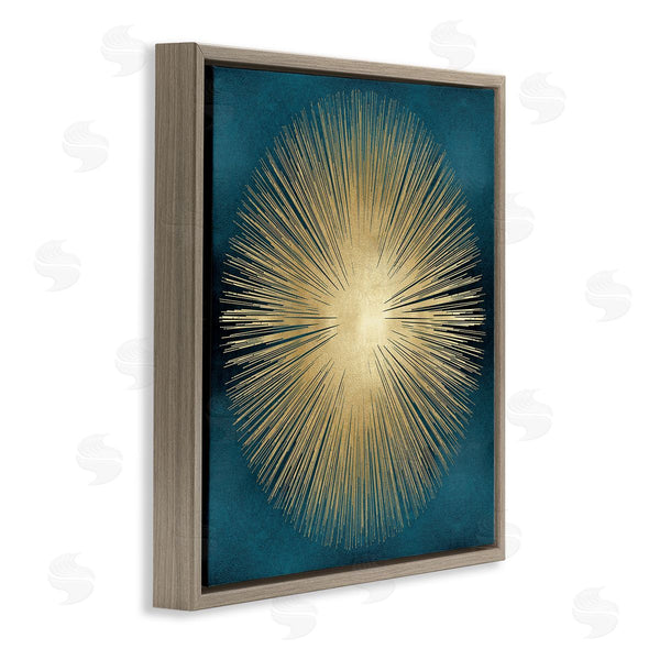 Stupell Industries Abby Young | Abstract Deco Sunburst Shape Over Dark Blue Wall Art