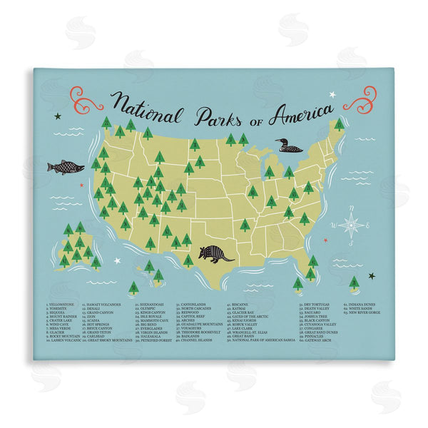 stupell industries Abi Hall | American National Parks Detailed Informative Map Diagram Wall Art