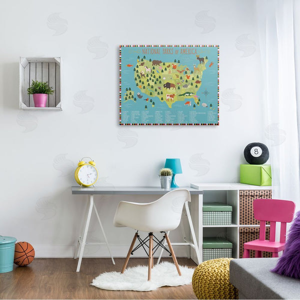 Stupell Industries Abi Hall | Children's National Parks Of America Map Animal Wildlife Wall Art