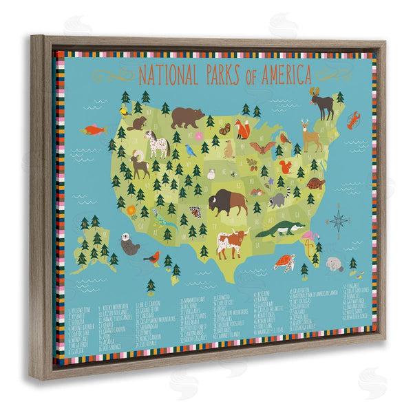 Stupell Industries Abi Hall | Children's National Parks Of America Map Animal Wildlife Wall Art
