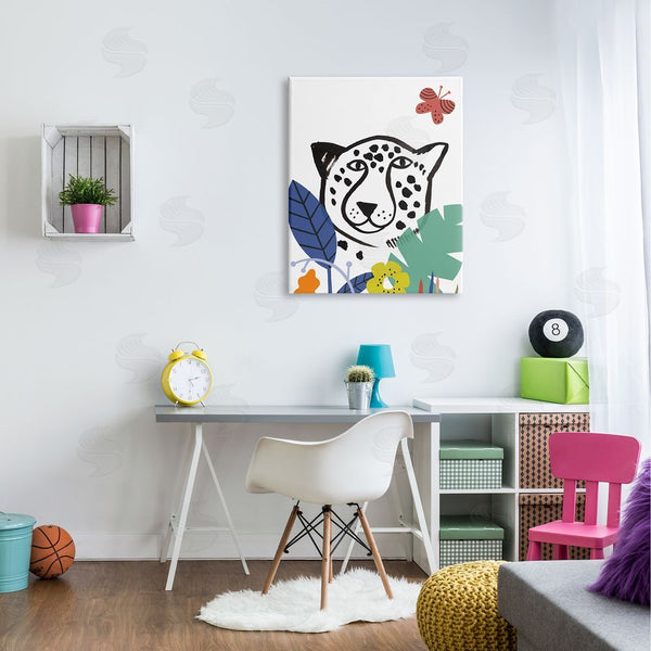 Stupell Industries Abi Hall | Leopard Flower Foliage Jungle Cat Safari Portrait Wall Art