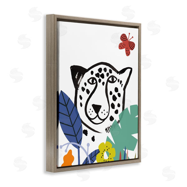Stupell Industries Abi Hall | Leopard Flower Foliage Jungle Cat Safari Portrait Wall Art