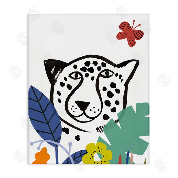 stupell industries Abi Hall | Leopard Flower Foliage Jungle Cat Safari Portrait Wall Art