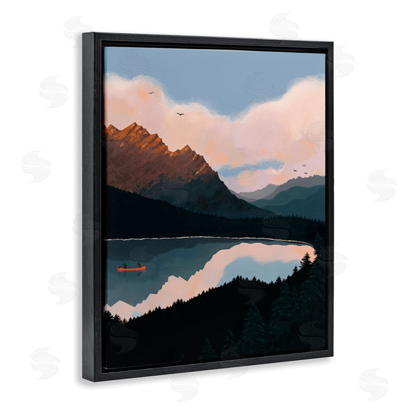 Stupell Industries Abi Hall | Mountain Range River Canoe Cloudy Wilderness Birds Wall Art
