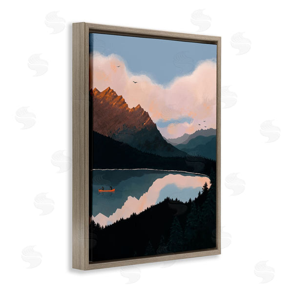 Stupell Industries Abi Hall | Mountain Range River Canoe Cloudy Wilderness Birds Wall Art