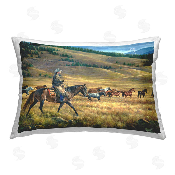 stupell industries Abraham Hunter | Cowboy with Horse Herd