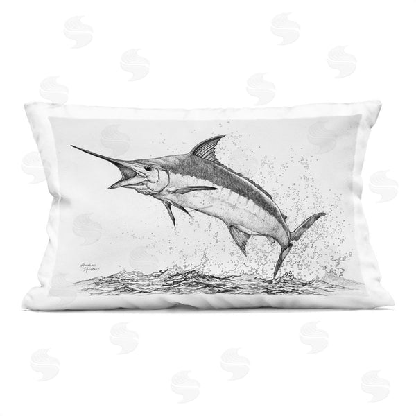 stupell industries Abraham Hunter | Jumping Blue Marlin Sketch Printed Throw Pillow