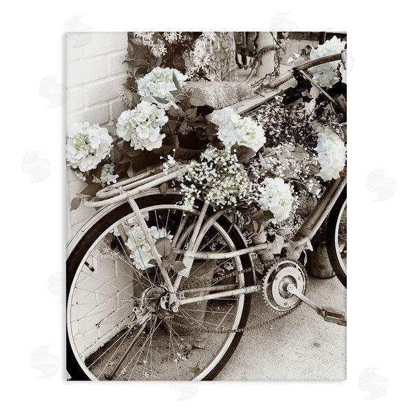 stupell industries Acosta | Flower Blossom Covered Bicycle Vintage Neighborhood Photography Wall Art