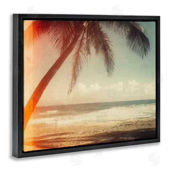 Stupell Industries Acosta | Vintage Sun Bleached Ocean Scene Hanging Palm Tree Wall Art