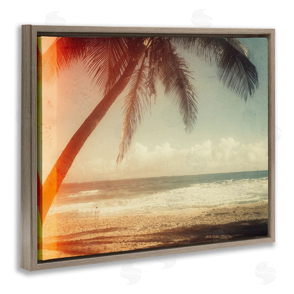 Stupell Industries Acosta | Vintage Sun Bleached Ocean Scene Hanging Palm Tree Wall Art