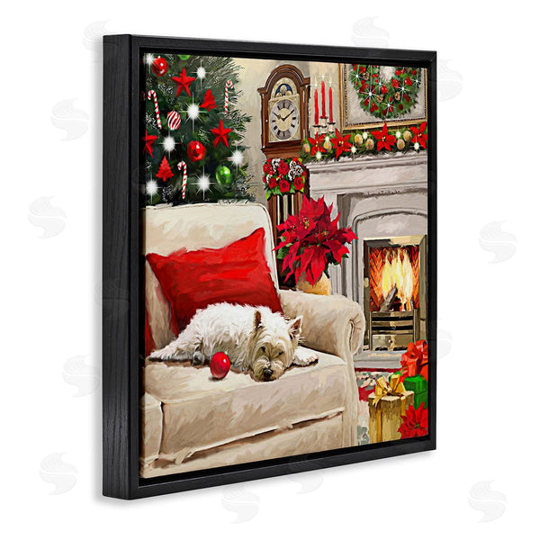 Stupell Industries Adam Sanderson | Cozy Dog By Holiday Mantle Wall Art