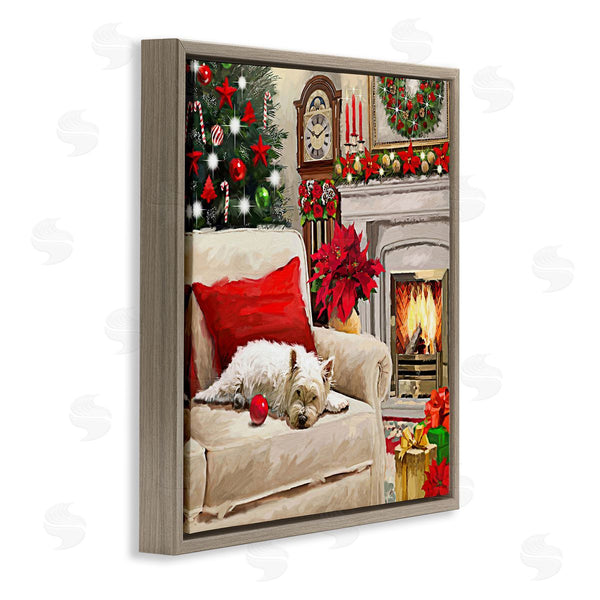 Stupell Industries Adam Sanderson | Cozy Dog By Holiday Mantle Wall Art