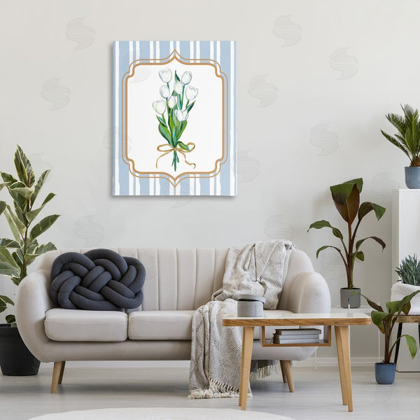 Stupell Industries Adonna Ebrahimi | White Tulip Bouquet & Stripes Wall Art