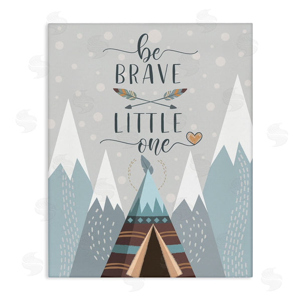 stupell industries AE Design | Brave Little One Phrase Snow Mountain Range Teepee