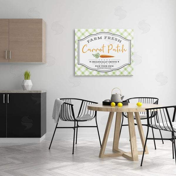 Stupell Industries AE Design | Farm Fresh Carrot Patch Country Sign Green Plaid Wall Art