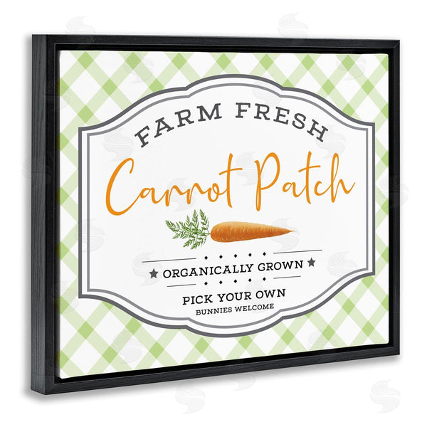 Stupell Industries AE Design | Farm Fresh Carrot Patch Country Sign Green Plaid Wall Art