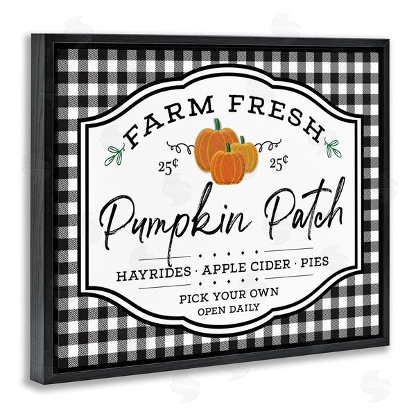 Stupell Industries AE Design | Farm Fresh Pumpkin Patch Sign Black Checkered Plaid