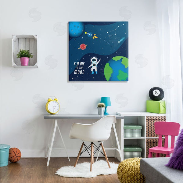 Stupell Industries AE Design | Fly Me To The Moon Silly Astronaut Outer Space Wall Art