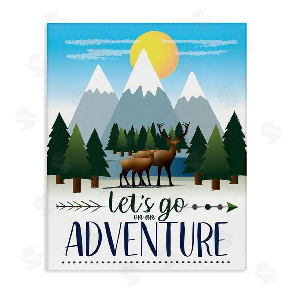 stupell industries AE Design | Let's Go Adventure Phrase Forest Animal Mountain Range Wall Art