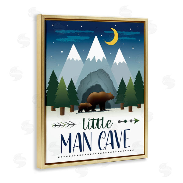 Stupell Industries AE Design | Little Man Cave Sign Bears Walking By Mountains Wall Art