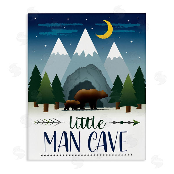 stupell industries AE Design | Little Man Cave Sign Bears Walking by Mountains Wall Art