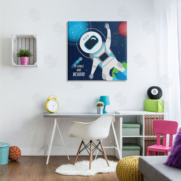 Stupell Industries AE Design | To Space And Beyond Blue Comet Astronaut Wave Wall Art
