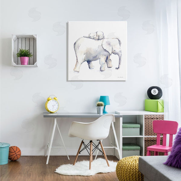 Stupell Industries Aimee Del Valle | Children's Baby Elephant Sleeping On Mother Safari Animal Wall Art