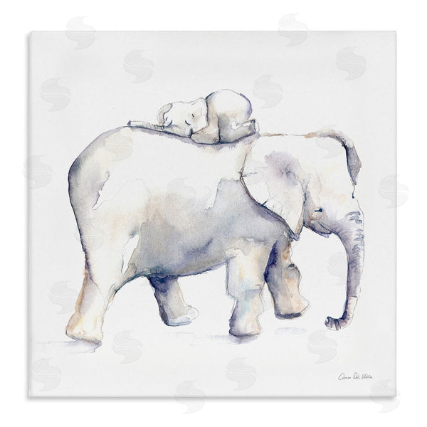 stupell industries Aimee Del Valle | Children's Baby Elephant Sleeping on Mother Safari Animal Wall Art