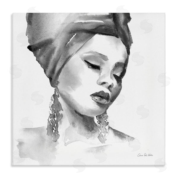 stupell industries Aimee Del Valle | Woman With Headwrap Soft Watercolor Portrait Painting Wall Art