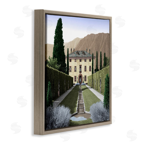 Stupell Industries Alan Blaustein | Classic European Villa Courtyard Cliffside Mansion Architecture Wall Art