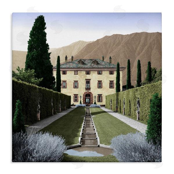 stupell industries Alan Blaustein | Classic European Villa Courtyard Cliffside Mansion Architecture Wall Art