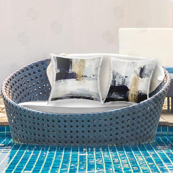 Stupell Industries Alan Majchrowicz | Patchy Navy Gold Abstract Printed Throw Pillow Set