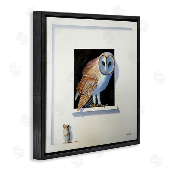 Stupell Industries Alan Weston | Barn Owl Peeking Little Hiding Mouse Painting Wall Art