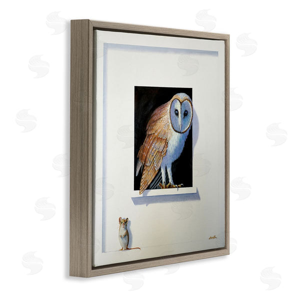 Stupell Industries Alan Weston | Barn Owl Peeking Little Hiding Mouse Painting Wall Art