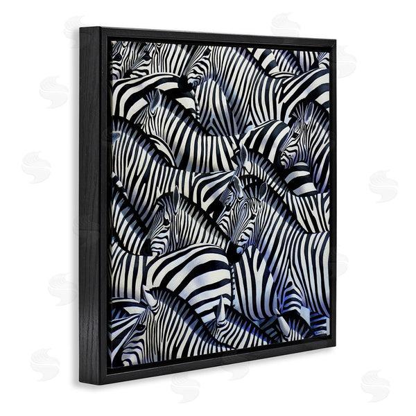 Stupell Industries Alan Weston | Crowded Zebra Herd Black Stripes Animals Painting Wall Art