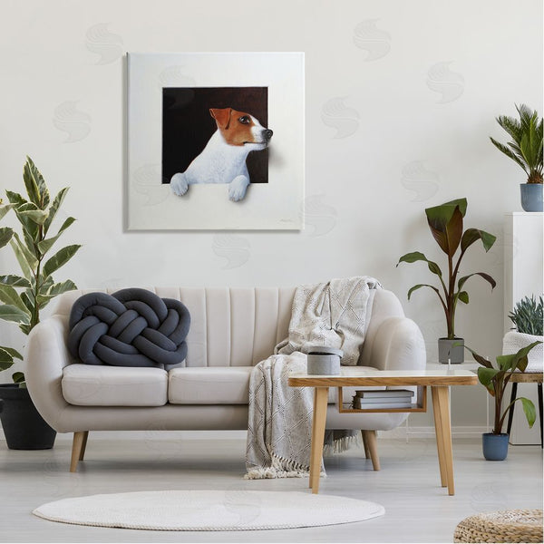Stupell Industries Alan Weston | Jack Terrier Dog Peering Dreamlike Illusion Space Wall Art