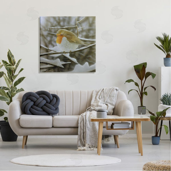 Stupell Industries Alan Weston | Little Bird Perched Detailed Snow Covered Twigs Wall Art