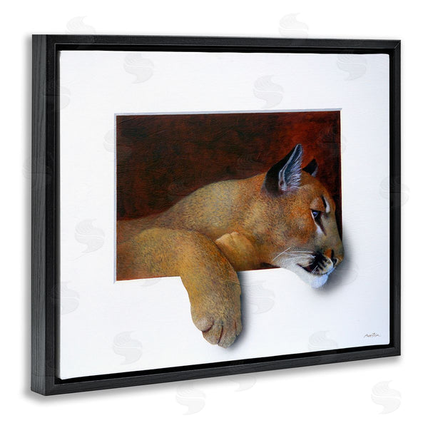 Stupell Industries Alan Weston | Wild Cougar Resting Head Interesting Illusion Painting Wall Art