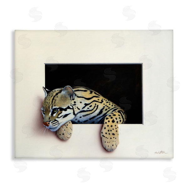 stupell industries Alan Weston | Wildlife Ocelot Resting Paws Cutout Illusion Wall Art