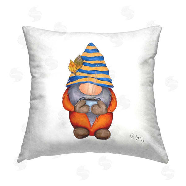 stupell industries Ale Saiz Studio | Autumn Gnome Steaming Coffee Sip Printed Throw Pillow