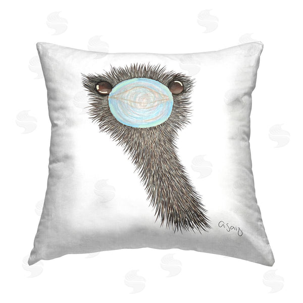 stupell industries Ale Saiz Studio | Funny Ostrich with Bubble Gum Printed Throw Pillow