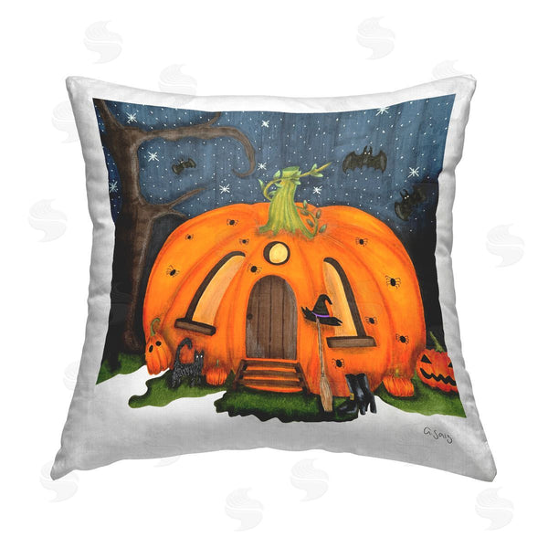 stupell industries Ale Saiz Studio | Jack-o-Lantern Witch House Printed Throw Pillow