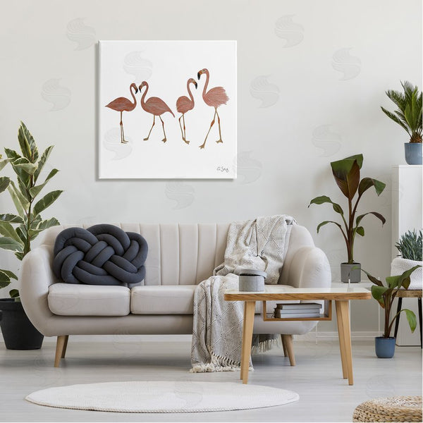 Stupell Industries Ale Saiz Studio | Mingling Pink Flamingo Birds Animal Illustration Wall Art
