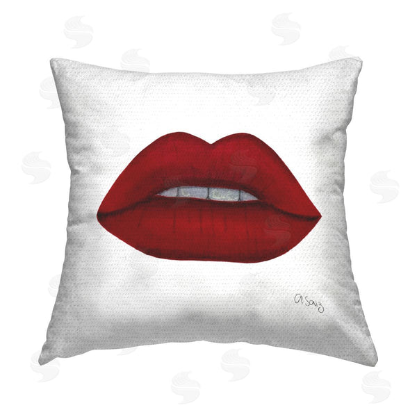 Stupell Industries Ale Saiz Studio | Red Modern Fashion Lips Printed Throw Pillow