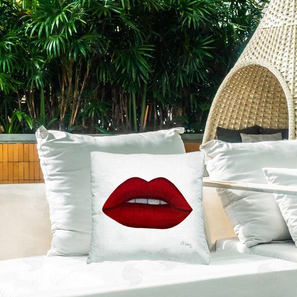Stupell Industries Ale Saiz Studio | Red Modern Fashion Lips Printed Throw Pillow