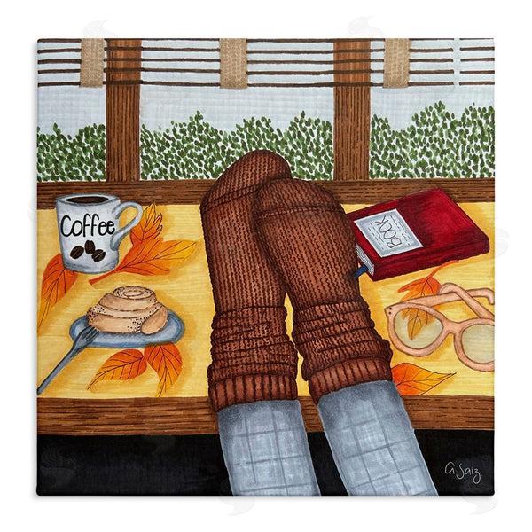 stupell industries Ale Saiz Studio | Resting Feet Autumn Cozy Coffee Wall Art