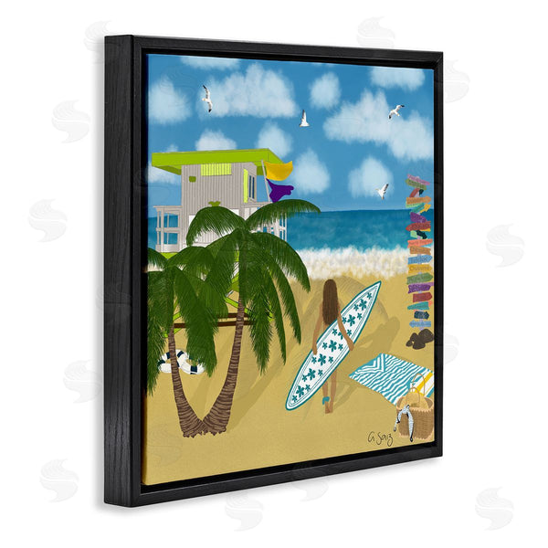 Stupell Industries Ale Saiz Studio | Surfer Girl Walking Tropical Beach Wall Art