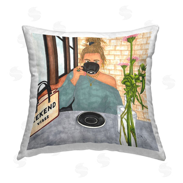 stupell industries Ale Saiz Studio | Weekend Vibes Woman Printed Throw Pillow